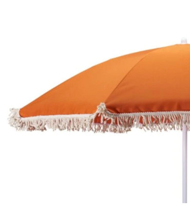 Parasol de plage orange avec frange diamètre 180cm