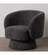 Fauteuil design pivotant en tissu tweed gris foncé 78x79x77cm