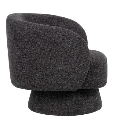 Fauteuil design pivotant en tissu tweed gris foncé 78x79x77cm