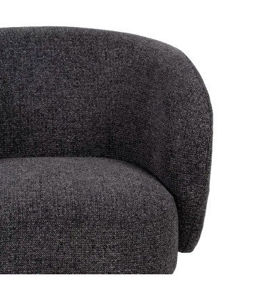 Fauteuil design pivotant en tissu tweed gris foncé 78x79x77cm