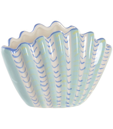 Vase coquillage en céramique bleu ciel 22x11x15cm