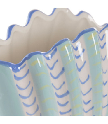 Vase ceramic blue shell 22x11x15cm