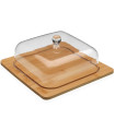 Square Bamboo Cheese Tray and Acrylic Bel 28x28x12.5cm