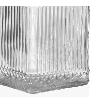 Bocal cuisine carré en verre strié bouchon acacia 730ml