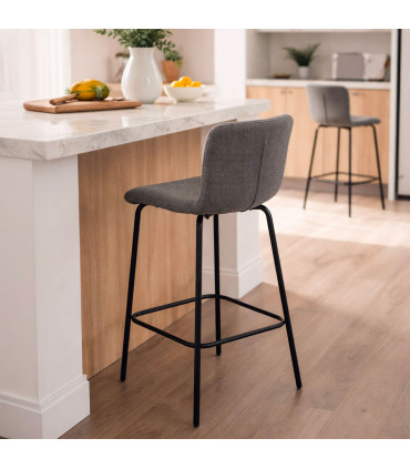 Bar Stool Metal and beige tissue 40x50x99cm