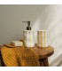 Toothbrush holder yellow and white ceramic 8x8x11cm