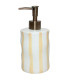 Distributeur de savon en céramique rayures jaune et blanc 8x8x17cm