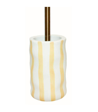 Brosse WC en céramique rayures jaune et blanc 10.5x10.5x44cm