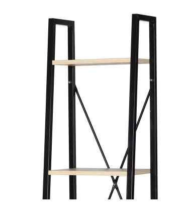Wood and black metal Shelf 34x32x148cm