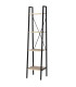 Wood and black metal Shelf 34x32x148cm