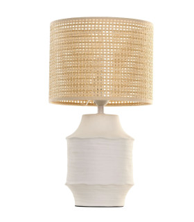 Table Lamp green ceramic and beige linen Lampshade 38x38x71cm