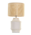 Beige ceramic base and rattan Lampshade 23x23x41cm