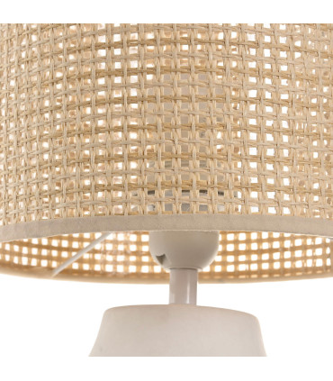 Table Lamp green ceramic and beige linen Lampshade 38x38x71cm