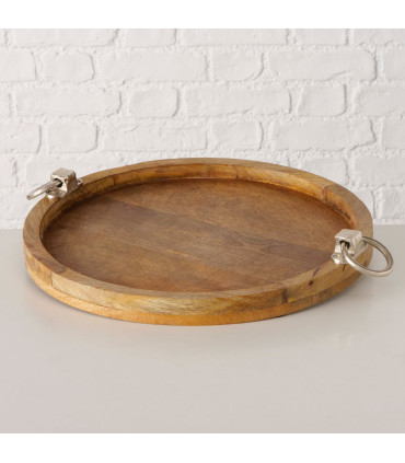 Plateau présentation rond en bois de manguier 45x45x7cm