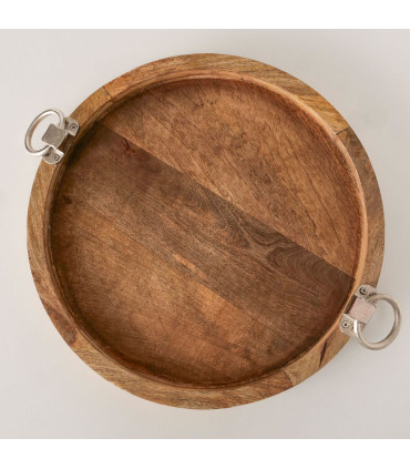 Plateau présentation rond en bois de manguier 45x45x7cm