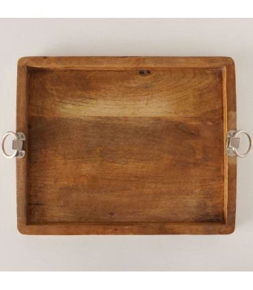 Plateau présentation rectangulaire en bois de manguier 55x44.5x7cm