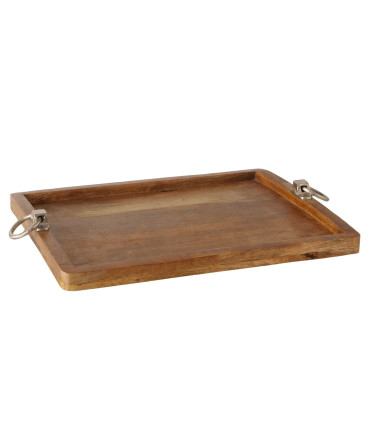 Plateau présentation rectangulaire en bois de manguier 55x44.5x7cm