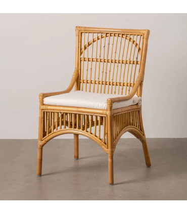 Chaise de jardin en bambou avec coussin 57x57x90cm