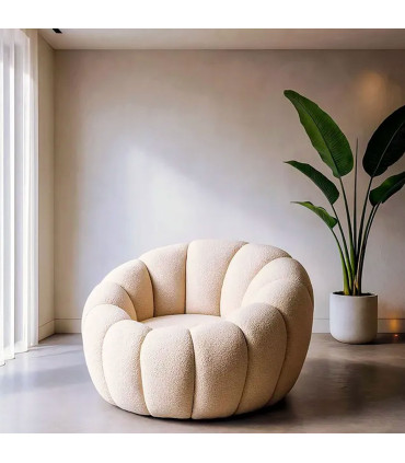 Round beige Armchair 92x89x61cm