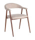 Chaise design métal effet bois et tissu beige 56x57x78cm