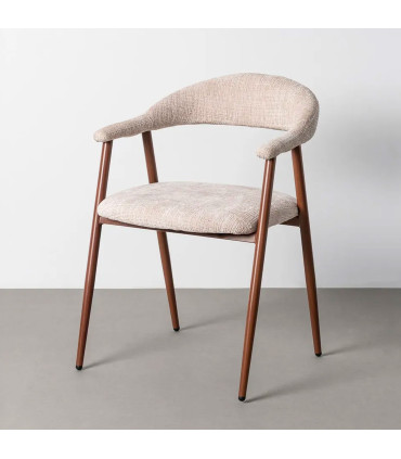Chaise design tissu imprimé beige et vert 56.5x56x74.5cm