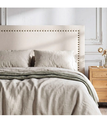 Tête de lit classique tissu beige clouté 165x7x130cm