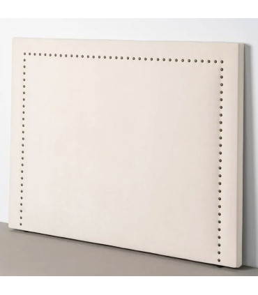 Tête de lit classique tissu beige clouté 165x7x130cm