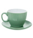 Set de 6 tasses céramique verte avec support métal blanc 207ml