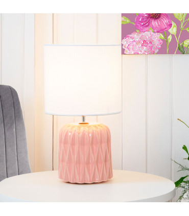 Table Lamp blue ceramic and white lampdshade