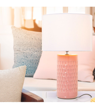 Table Lamp blue ceramic and white lampdshade
