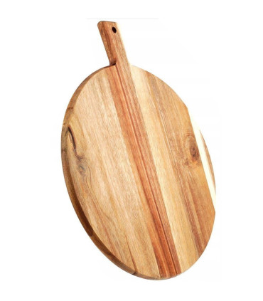 Planche à découper ronde en bois d'acacia 33x33x40cm