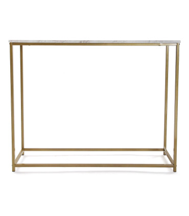 Console 2 plateaux effet bois et métal noir 106x35x81cm