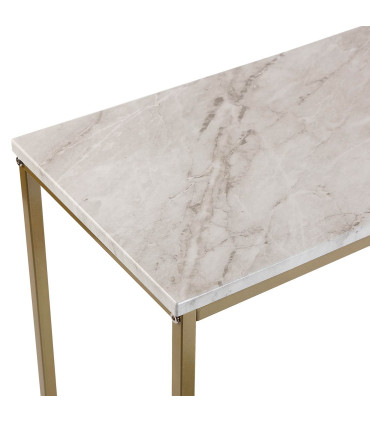 Console 2 plateaux effet bois et métal noir 106x35x81cm
