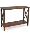 Console table wood and black metal 100x35x76cm
