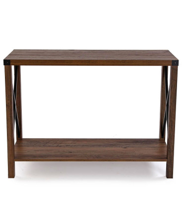 Console bois et métal noir 2 plateaux 100x35x76cm