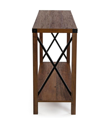 Console bois et métal noir 2 plateaux 100x35x76cm