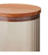 Bocal cuisine en verre strié fumé avec bouchon acacia 950ml