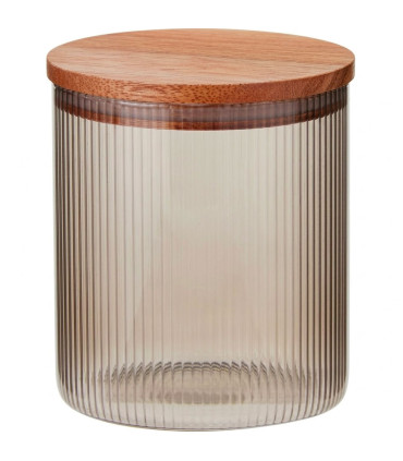 Kitchen smoked Glass Jar acacia Lid 950ml