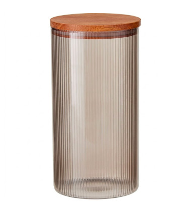 Kitchen smoked Glass Jar acacia Lid 1800ml