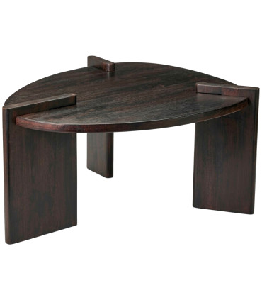 Table basse ovale design en bois de manguier 62.5x50.5x31cm