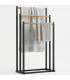Black metal and bamboo towel holder 45x23x85cm