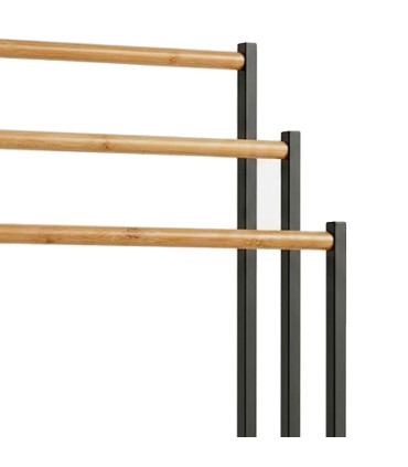 Black metal and bamboo towel holder 45x23x85cm