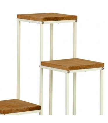 Plant Pot Stand white and wood 34x34x67cm