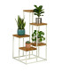 Plant Pot Stand white and wood 34x34x67cm