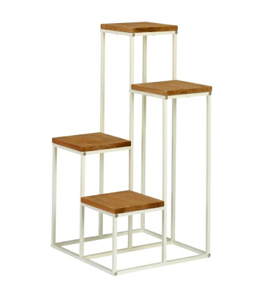 Plant Pot Stand white and wood 34x34x67cm