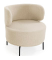 Fauteuil design tissu bouclette blanc crème 73x68x70cm