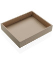 Tray beige leather 21x17x3.5cm