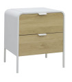 Table de chevet bois et blanc 48x40x55cm