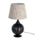 Table Lamp black wood and beige lampshade 24x24x47.5cm