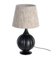 Table Lamp black wood and beige lampshade 24x24x47.5cm